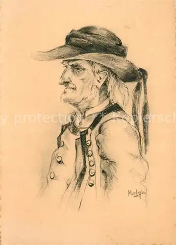 AK / Ansichtskarte Bretagne_Region Viel homme Dessin Kuenstlerkarte Bretagne Region