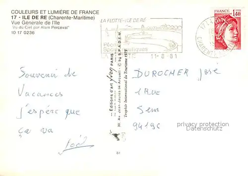 AK / Ansichtskarte Ile_de_Re Vue aerienne Collection Couleurs et Lumiere de France Ile_de_Re
