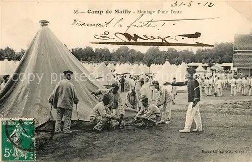 AK / Ansichtskarte Camp_de_Mailly Montage d une Tente Camp_de_Mailly