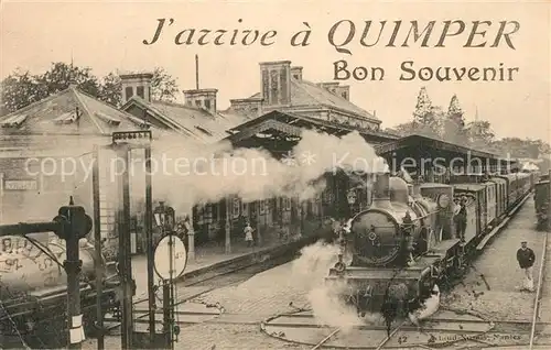 AK / Ansichtskarte Quimper La gare Bahnhof Dampflokomotive Quimper