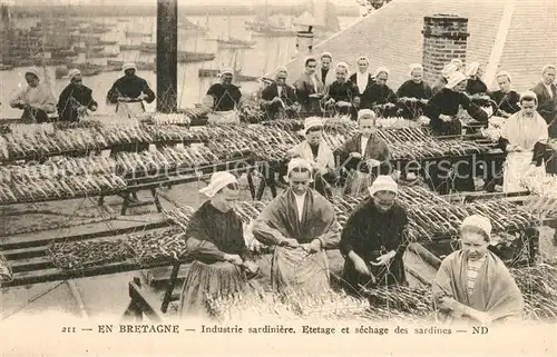 AK / Ansichtskarte Bretagne_Region Industrie sardiniere Etetage et sechage des sardins Bretagne Region