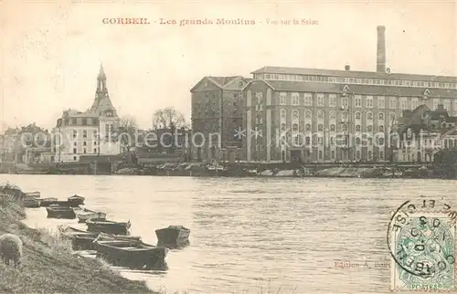 AK / Ansichtskarte Corbeil Essonnes Les grands moulins vue sur la Seine Corbeil Essonnes