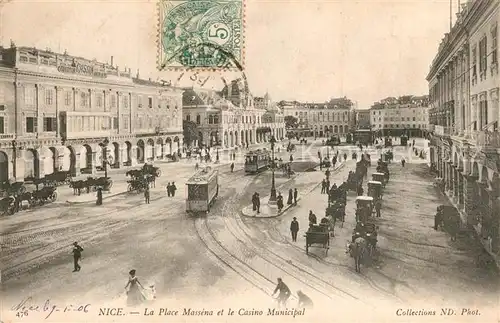 AK / Ansichtskarte Nice_Alpes_Maritimes Place Massena et Casino Municipal Tram Nice_Alpes_Maritimes