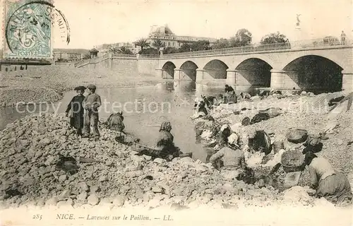AK / Ansichtskarte Nice_Alpes_Maritimes Laveuses sur le Paillon Pont Nice_Alpes_Maritimes