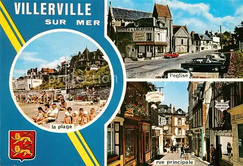 AK / Ansichtskarte Villerville_sur_Mer La Plage leglise Rue principale Villerville_sur_Mer