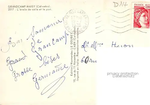AK / Ansichtskarte Grandcamp_Maisy_Calvados Ecole de voile et le port Grandcamp_Maisy_Calvados