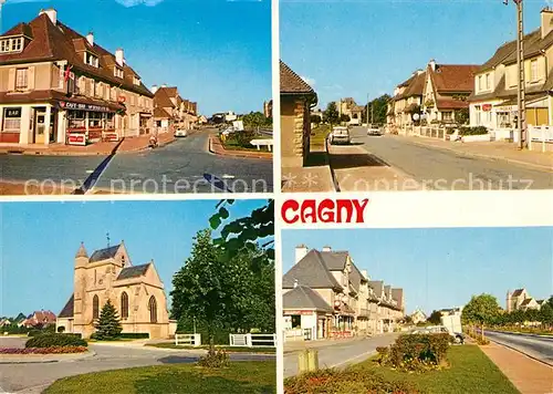 AK / Ansichtskarte Cagny_Calvados Eglise Le bourg Les commerces Cagny Calvados