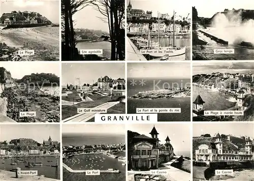 AK / Ansichtskarte Granville_Manche La Plage Avant Port Site agreable Le Port et les Yachts Gros temps Le Casino La Plage a maree haute Granville_Manche