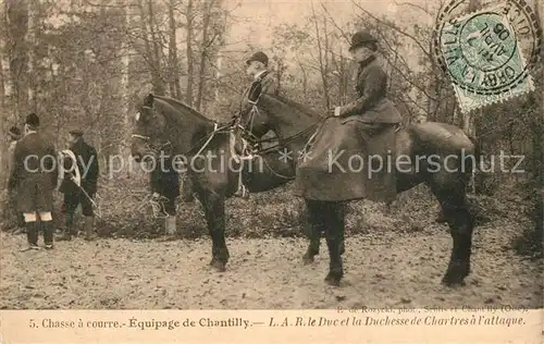 AK / Ansichtskarte Chantilly_Oise Chasse a courre Equipage  