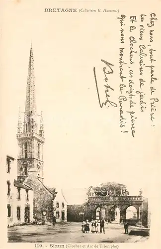 AK / Ansichtskarte Sizun Clocher Arc de Triumphe Sizun
