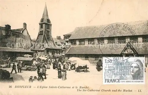 AK / Ansichtskarte Honfleur Eglise Sainte Catherine et le Marche Honfleur