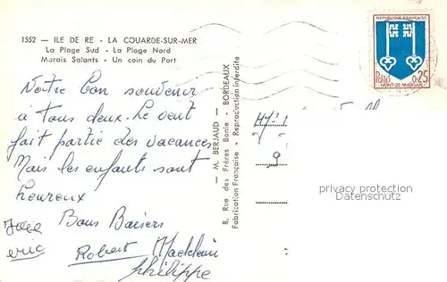 AK / Ansichtskarte La_Couarde sur Mer La Plage Sud et Nord Marais Salants Un coin du Port La_Couarde sur Mer