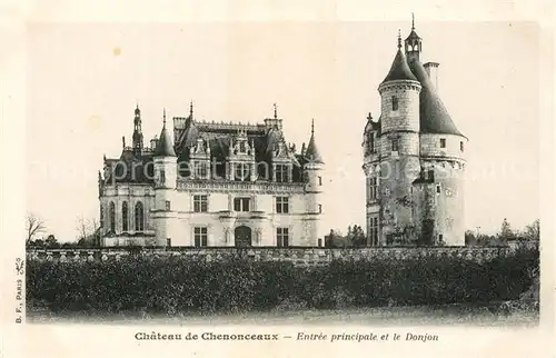 AK / Ansichtskarte Chenonceaux_Indre_et_Loire Chateau de Chenonceaux Entree principale et le Donjon Chenonceaux_Indre