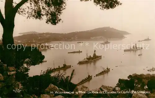 AK / Ansichtskarte Villefranche sur Mer La Rade et lEscadre Le Cap Ferrat et St Hospice Villefranche sur Mer
