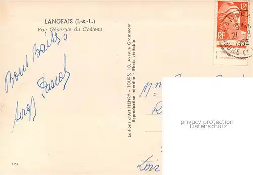 AK / Ansichtskarte Langeais Vue generale du Chateau Langeais
