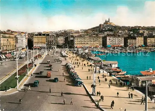 AK / Ansichtskarte Marseille_Bouches du Rhone Quai des Belges et le Nouveau Jardin Basilique Notre Dame de la Garde Marseille