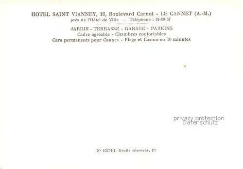 AK / Ansichtskarte Le_Cannet_Alpes Maritimes Hotel Saint Vianney Jardin Terrasse Le_Cannet_Alpes Maritimes