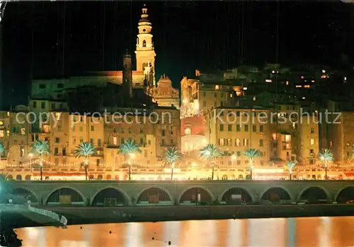 AK / Ansichtskarte Menton_Alpes_Maritimes La ville vue de nuit Menton_Alpes_Maritimes