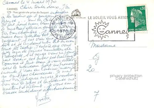 AK / Ansichtskarte Cannes_Alpes Maritimes Vue generale prise du Suquet Cannes Alpes Maritimes