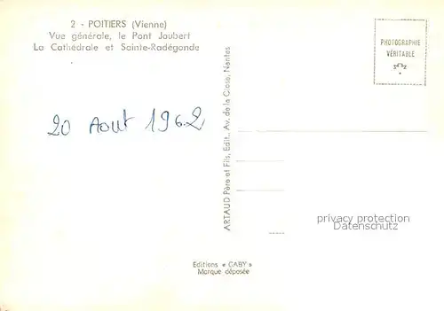 AK / Ansichtskarte Poitiers_Vienne Vue generale le Pont Joubert La Cathedrale et Sainte Radegonde Poitiers Vienne