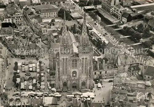 AK / Ansichtskarte Quimper Fliegeraufnahme Cathedrale riviere Odet Quimper