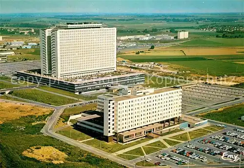 AK / Ansichtskarte Caen Le centre Francois Badesse et le centre hospitalier Universitaire Vue aerienne Caen
