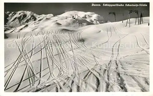 AK / Ansichtskarte Davos_GR Schleppseilbahn Schatzalp Strela Winter Davos_GR