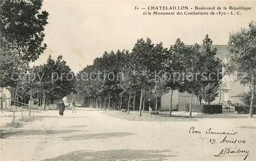 AK / Ansichtskarte Chatelaillon Plage Boulevard de la Republique Monument des Combattants de 1870 Chatelaillon Plage