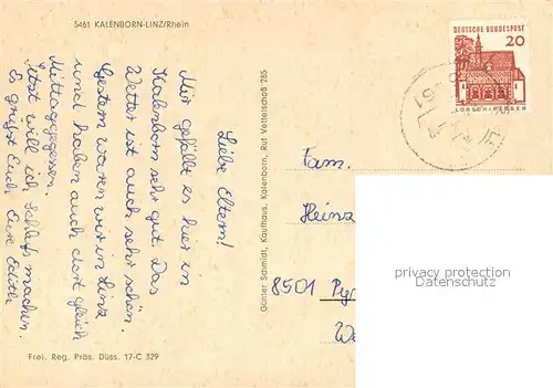 AK / Ansichtskarte Kalenborn_Linz Fliegeraufnahme Kalenborn_Linz