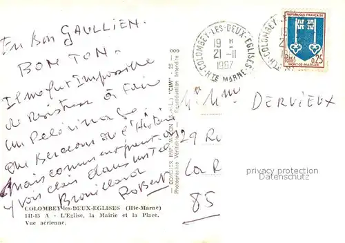 AK / Ansichtskarte Colombey les Deux Eglises Eglise Mairie Place vue aerienne Colombey les Deux Eglises