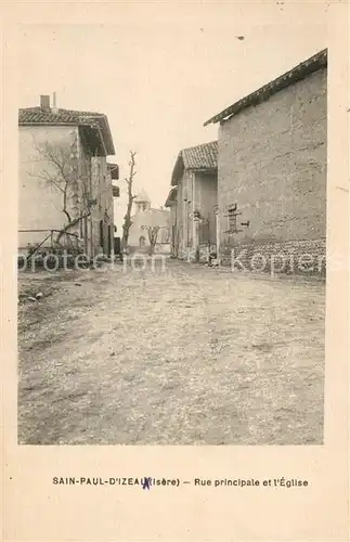 AK / Ansichtskarte Saint Paul d_Izeaux Rue principale et l Eglise Saint Paul d Izeaux