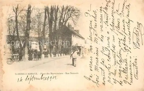 AK / Ansichtskarte Saint Seine l_Abbaye Place de Marronniers Rue Sonnois Saint Seine l Abbaye