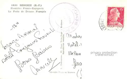 AK / Ansichtskarte Behobie Frontiere Franco Espagnole Le Poste de Douane Francais Behobie