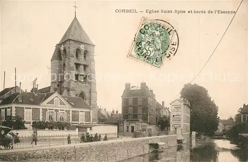 AK / Ansichtskarte Corbeil Essonnes Eglise Saint Spire et bords de l Essonne Corbeil Essonnes