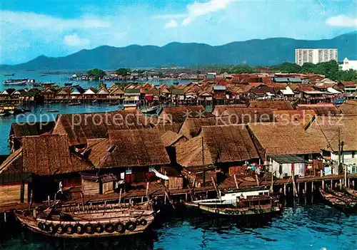 AK / Ansichtskarte Penang Fliegeraufnahme Stilt Houses Penang