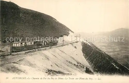 AK / Ansichtskarte Puy_de_Dome_Le Chemin de Fer du Puy de Dome Train sur Flanc du Puy Puy_de_Dome_Le