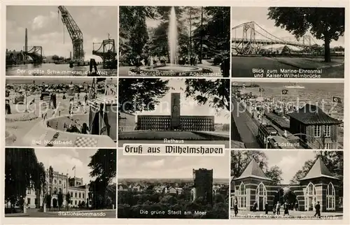 AK / Ansichtskarte Wilhelmshaven Schwimmkran Stationskommando Marine Ehrenmal Rathaus Wilhelmshaven