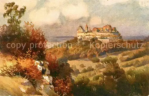 AK / Ansichtskarte Coburg Veste Coburg Aquarell von O. Wiegk Coburg