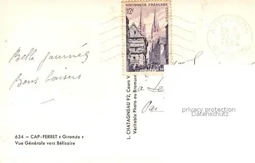 AK / Ansichtskarte Cap Ferret Vue generale vers Belisaire Cap Ferret