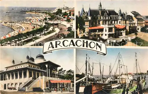 AK / Ansichtskarte Arcachon_Gironde Plage et trois Jetees Casino de la plage Casino Mauresque Les Sardiniers Arcachon Gironde