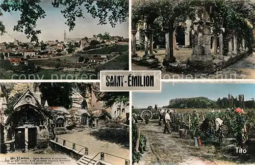 AK / Ansichtskarte Saint Emilion Vue generale Clos de Cordeliers Eglise Vendanges Saint Emilion