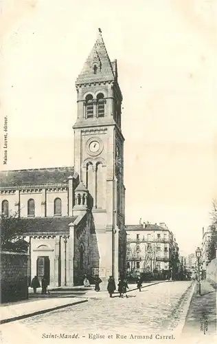 AK / Ansichtskarte Saint Mande_Val de Marne Eglise et Rue Armand Carrel Saint Mande Val de Marne