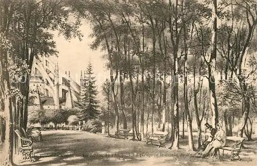 AK / Ansichtskarte Bourges Jardin de l Archeveche Dessin de Haze Kuenstlerkarte Bourges