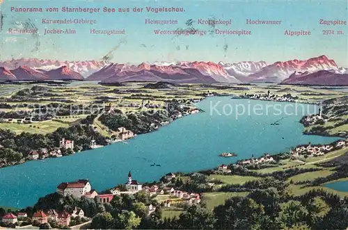 AK / Ansichtskarte Starnbergersee und Umgebung aus der Vogelschau Alpenpanorama Starnbergersee