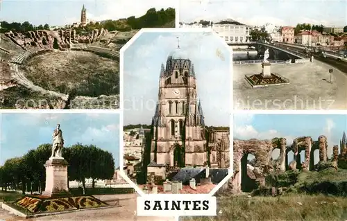 AK / Ansichtskarte Saintes_Charente Maritime Arenes Port Statue de Bernard Palissy Cathedrale Saint Pierre Saintes Charente Maritime