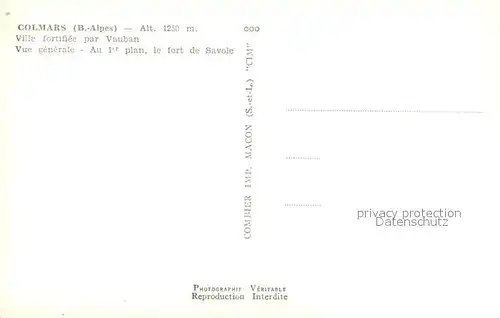 AK / Ansichtskarte Colmars Vue fortifiee par Vauban Colmars