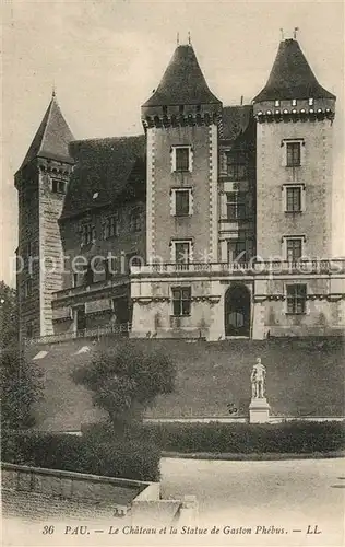 AK / Ansichtskarte Pau Chateau Statue de Gaston Phebus  Pau