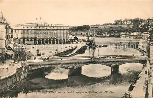 AK / Ansichtskarte Bayonne_Pyrenees_Atlantiques Pont Mayou Theatre Bayonne_Pyrenees