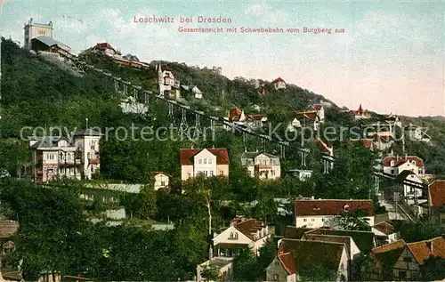 AK / Ansichtskarte Loschwitz Panorama Blick vom Burgberg Schwebebahn Loschwitz