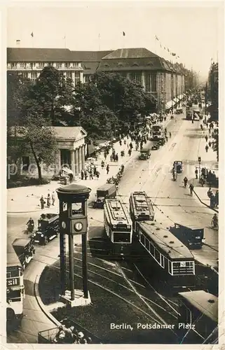 AK / Ansichtskarte Berlin Potsdamer Platz Strassenbahn Standuhr Berlin